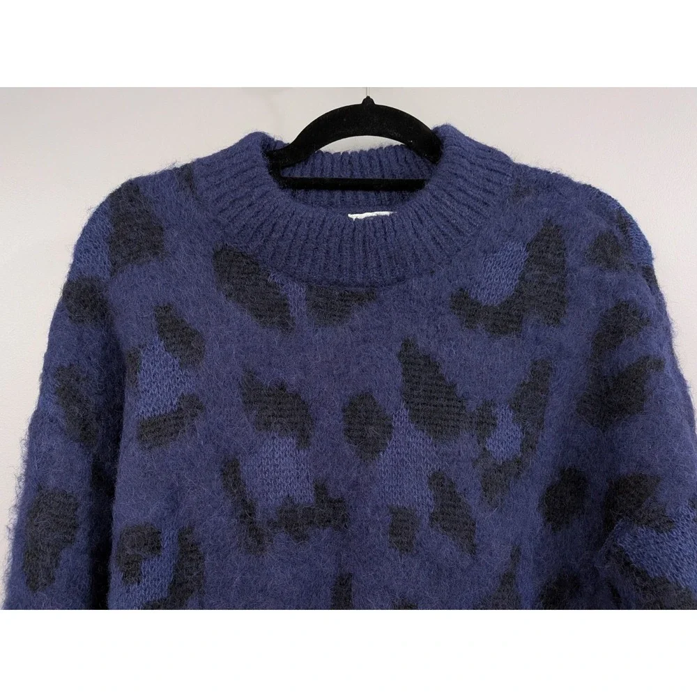 NEVER WORN LARGE Kate Spade Leopard Print Alpaca Wool Blend Mock Neck Sweater